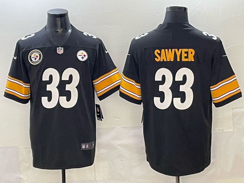 Men Pittsburgh Steelers 33 Sawyer Black Nike 2025 Limited NFL Jersey style 02